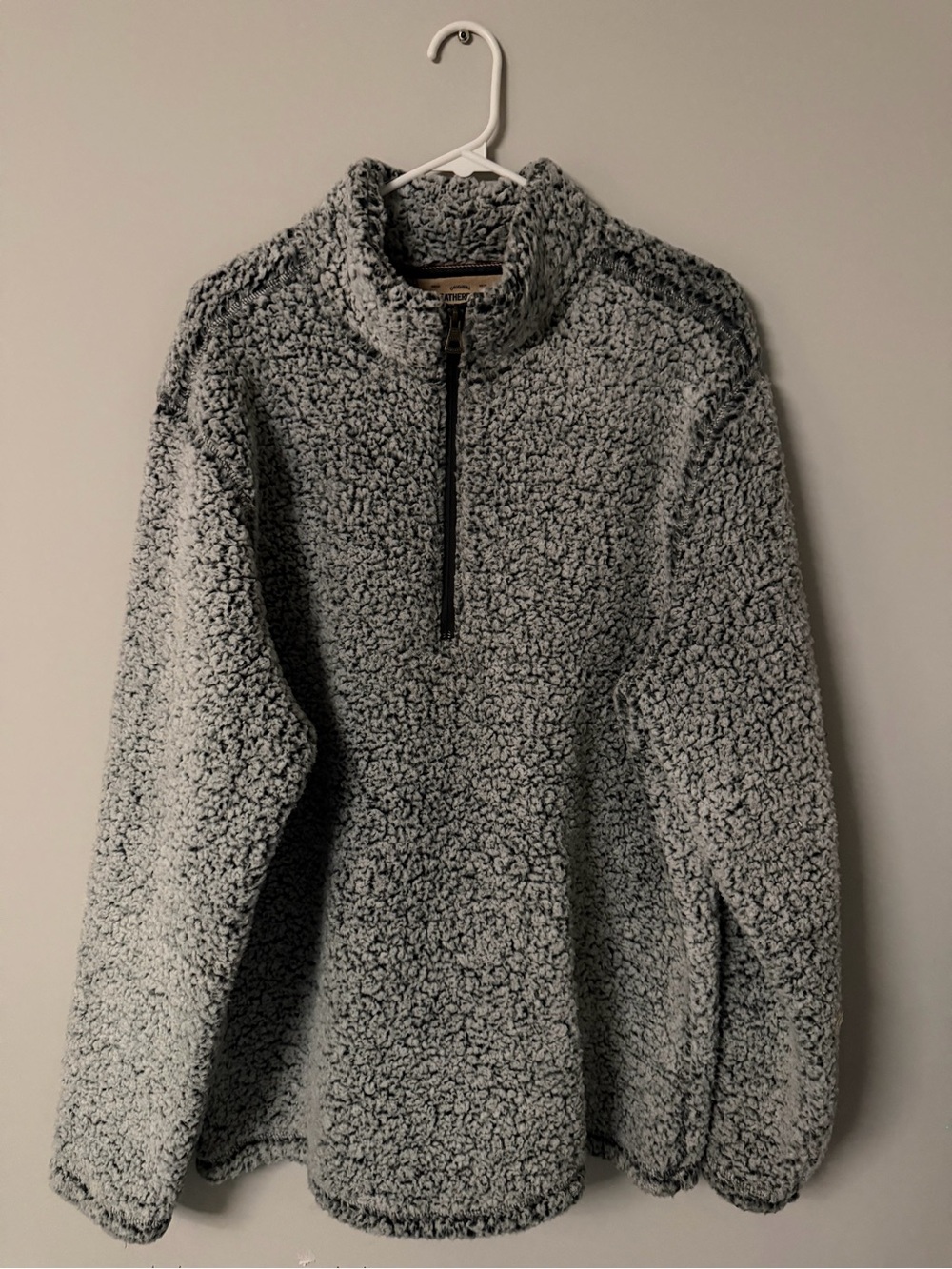 Men's Gray Sherpa Quarter-Zip Pullover Sweater